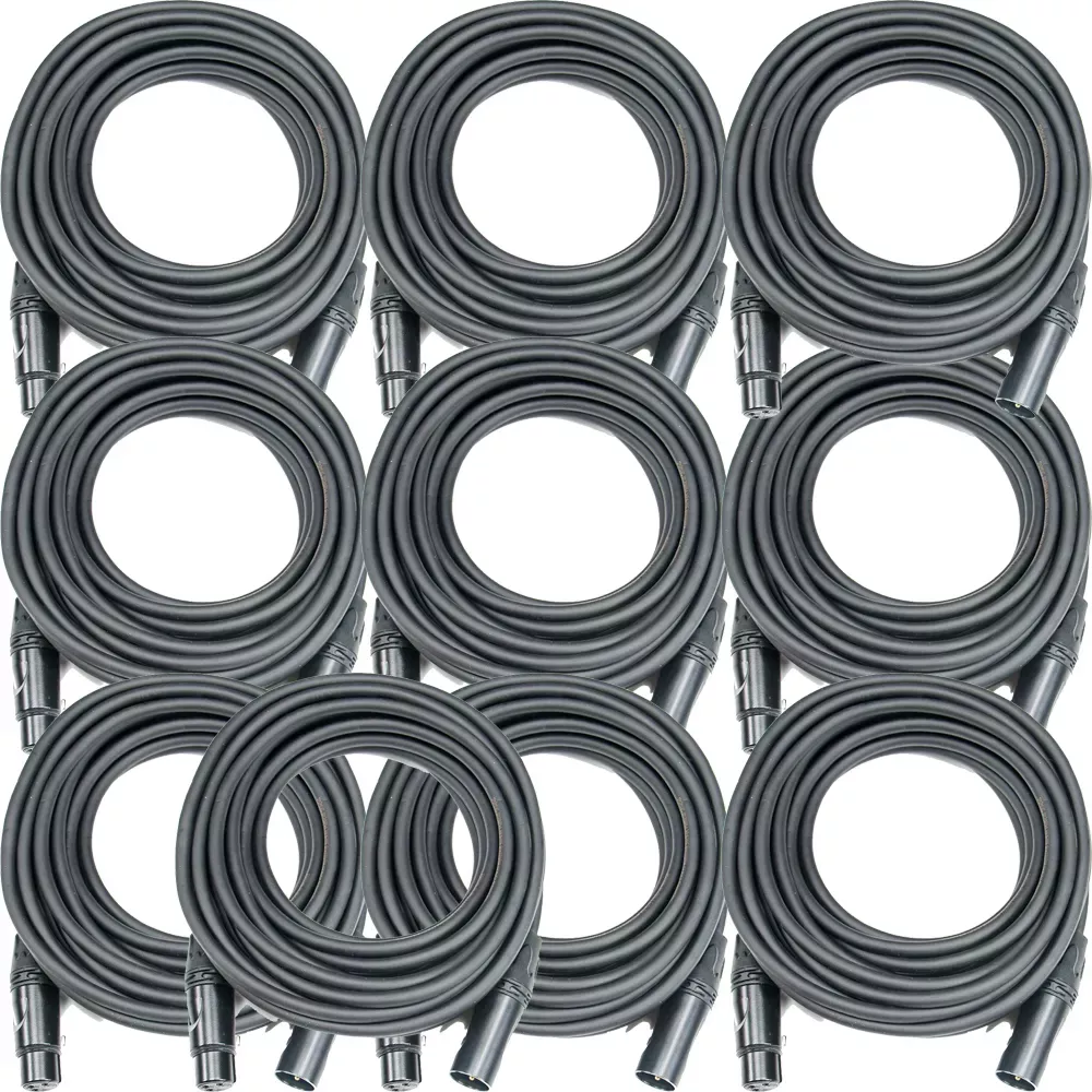 (10-Pack) OSP SuperFlex Gold SFM-50 Premium Microphone Cables, 50 ft