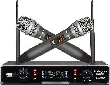 Berlingtone BR-52UM - Professional Dual Dynamic Handheld UHF Wireless Microphone System, Metal Microphone and Base, for Singing, Karaoke, Church, Wedding, Meeting, up to 260ft Range