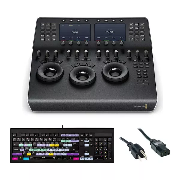 Blackmagic Design DaVinci Resolve Mini Panel with LogicKeyboard Astra Series Keyboard & PC Power Cord 6' Bundle