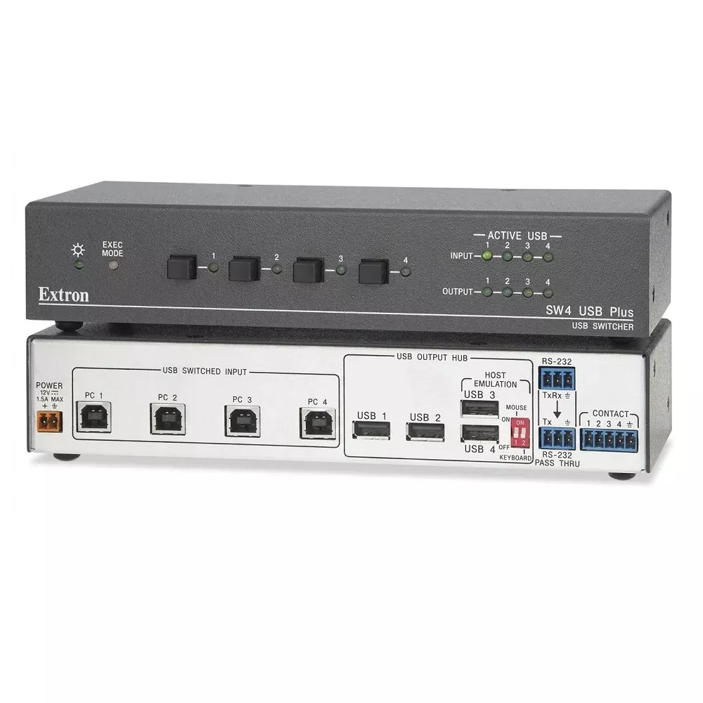 Extron SW4 USB PLUS USB Peripheral Sharing Switch - 4 x USB 2.0 - Desktop