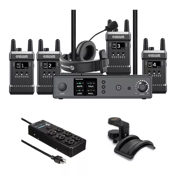 Hollyland Full-Duplex Intercom System with Four Beltpack Transceivers