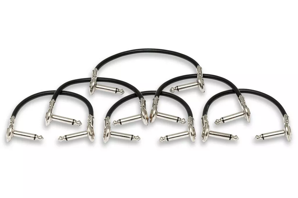 HOSA - Guitar Patch Cable, Low-profile Right-angle to Same, 6 in, 6 pc