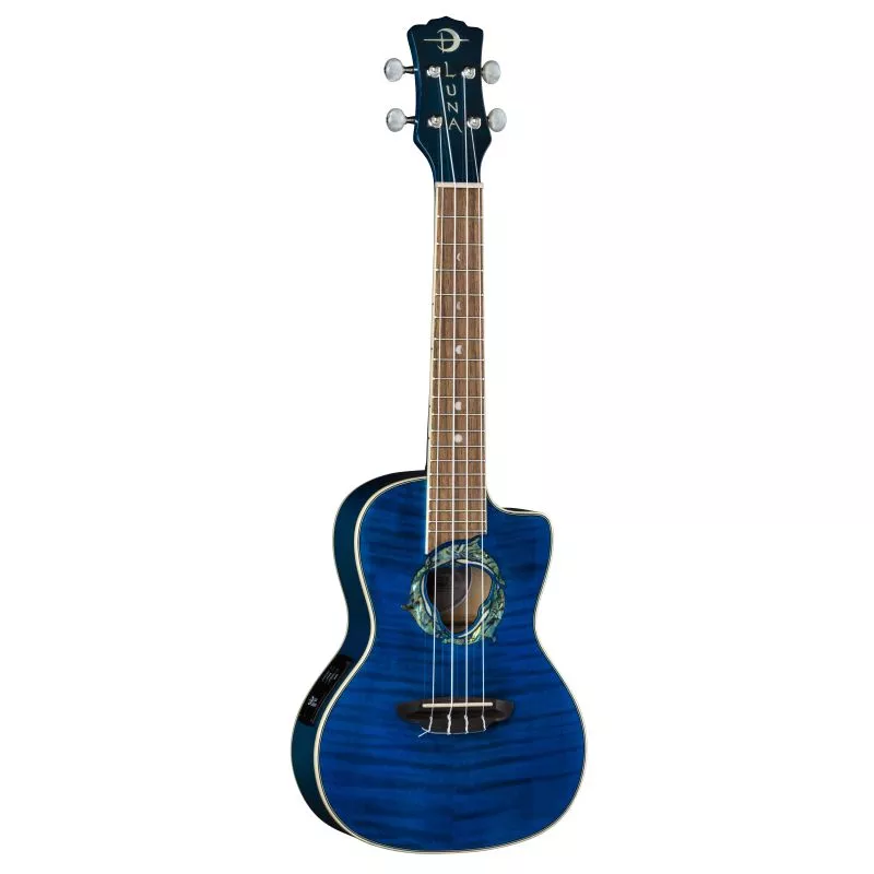 Luna Uke Dolphin Flame Top Concert w/Preamp UKE DPN