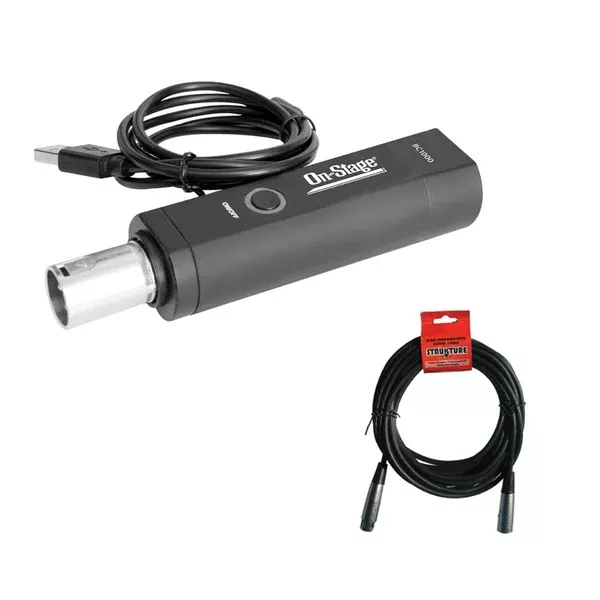 On-Stage BC1000 XLR Bluetooth Converter with XLR-XLR Cable Bundle
