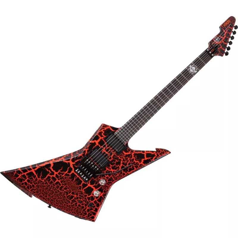Schecter BalSac E-1 FR guitar in Black Orange Crackle