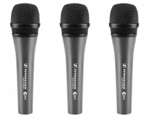Sennheiser 3-PACK E 835 - Handheld microphone set with (3) e 835 (cardioid, dynamic), (3) MZH 800 clips and (3) carrying pouches (3.5 lbs)