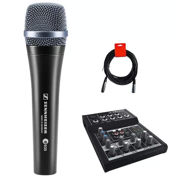 Sennheiser e935 Handheld Cardioid Dynamic Microphone Bundle with Mackie Mix5 5-Channel Compact Mixer & XLR Cable
