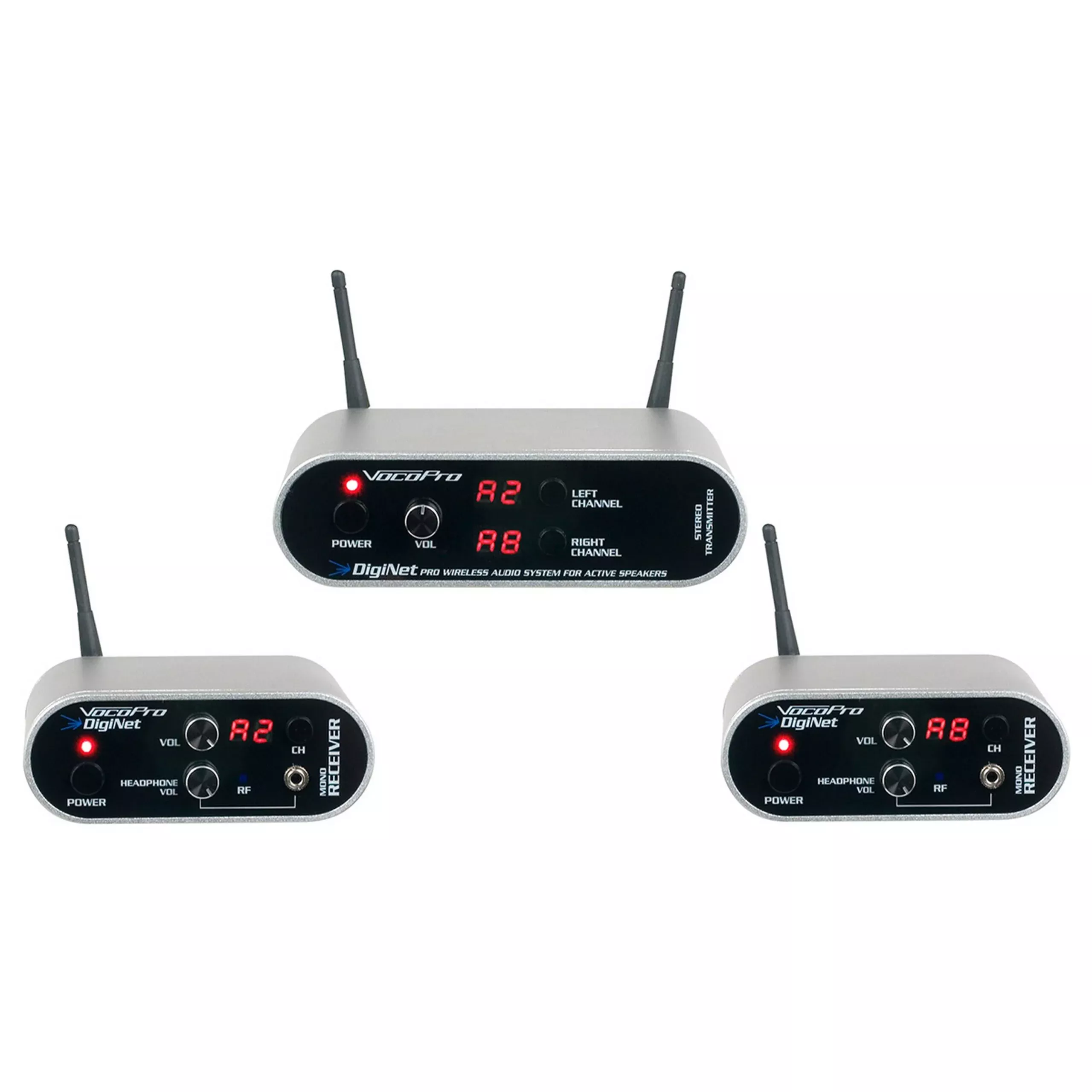 VocoPro DigiNet-Stereo, Professional Wireless Audio System for Active Speakers
